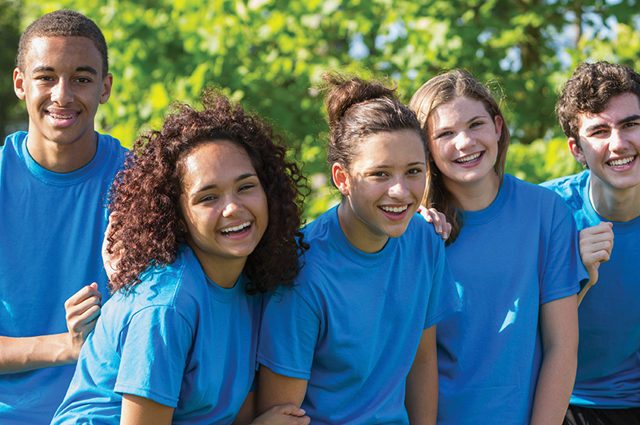 Group of youths laugh together