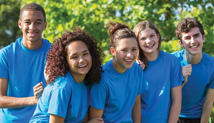 Group of youths laugh together