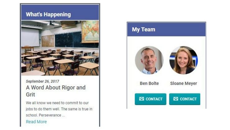 Screenshot of What's Happening and My Team sections CandidateConnect