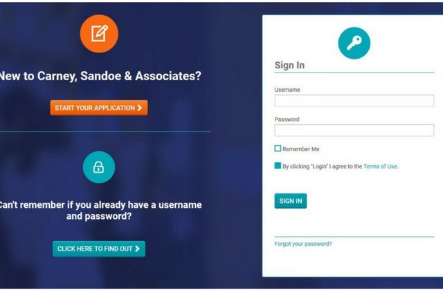 Screenshot of login page for CandidateConnect