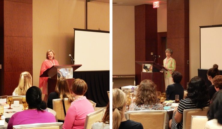 Lisa Lyle and Becky Sykes speaking to the crowd