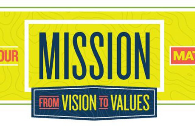 Yellow NAIS Conference Logo reading Mission from Vision to Values