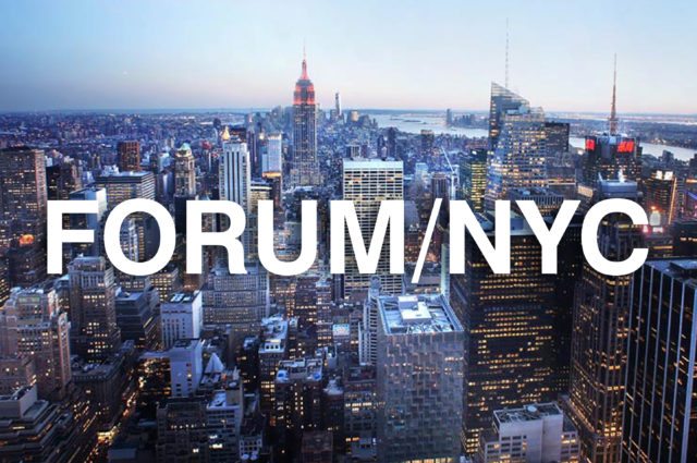 Manhattan Skyscrapers with forum/nyc logo