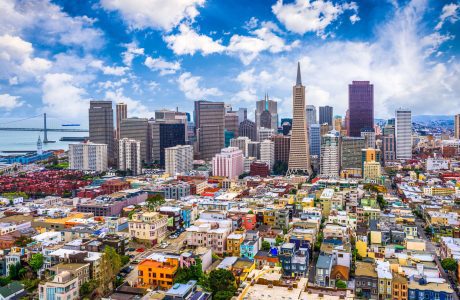Colorful downtown San Fransisco skyline