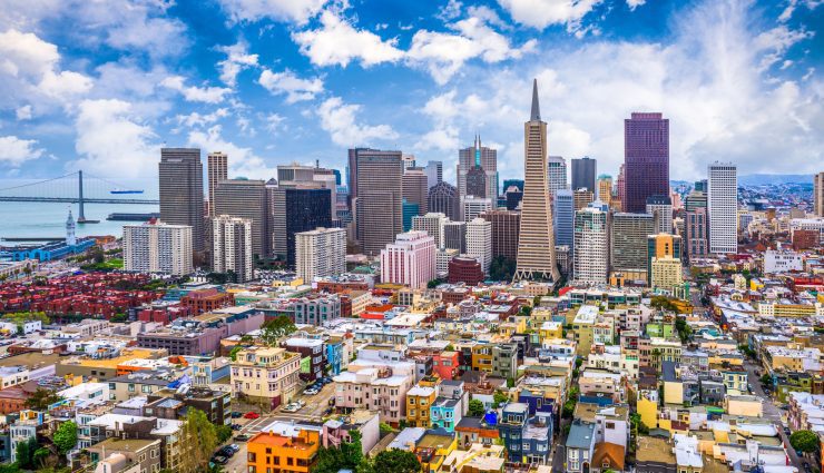 Colorful downtown San Fransisco skyline