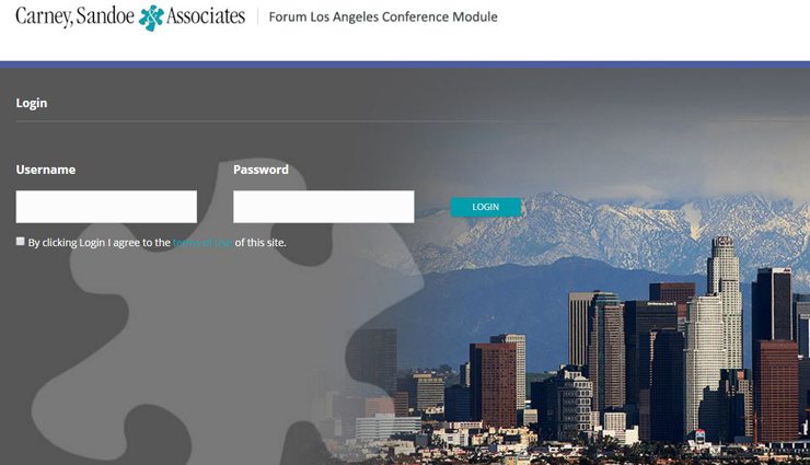 Los Angeles skyline behind login in screen