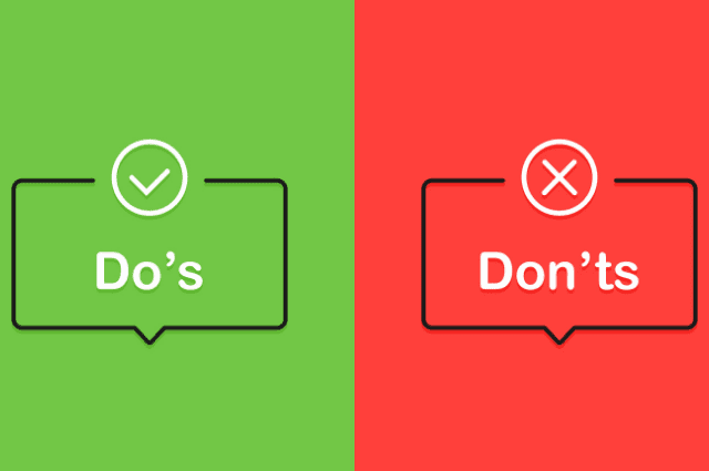 Illustration of the word Do's with a checkmark and the word Don'ts with an X