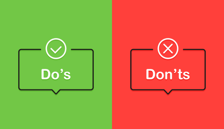 Illustration of the word Do's with a checkmark and the word Don'ts with an X