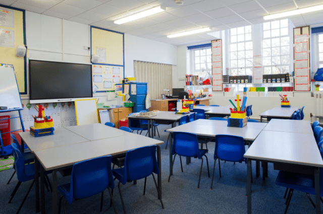 empty elementary classroom