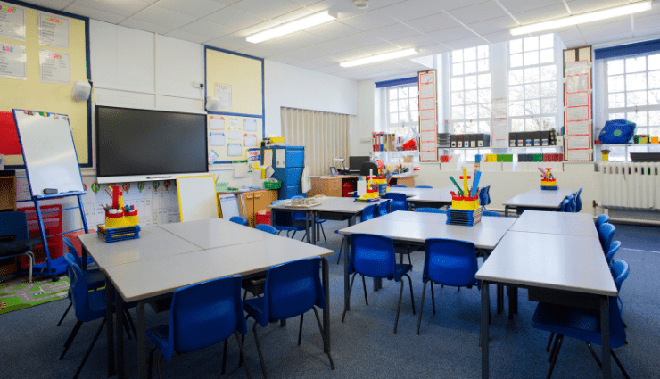 empty elementary classroom