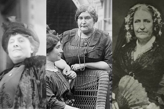 three black and white photos of influential women educators