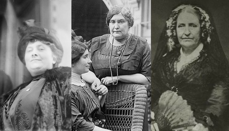 three black and white photos of influential women educators