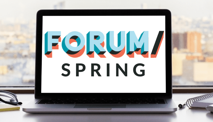 laptop with FORUM/Spring on the screen