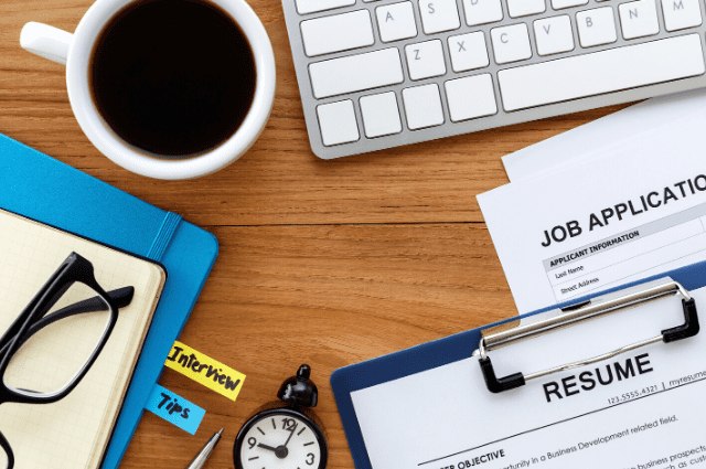 job search documents on table