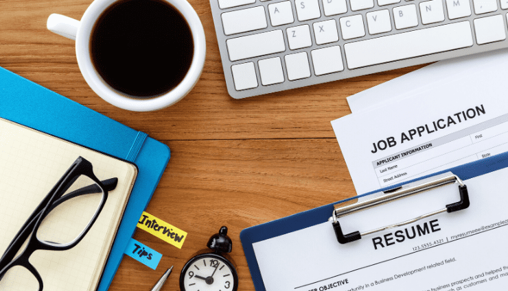 job search documents on table