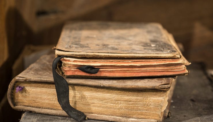 Very old deteriorated books 16th century, vintage composition