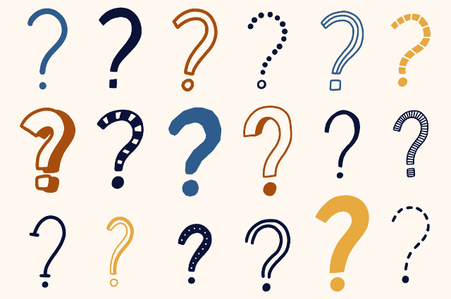 illustration of multiple colorful question marks