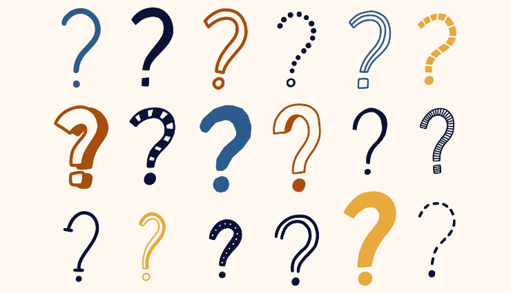 illustration of multiple colorful question marks