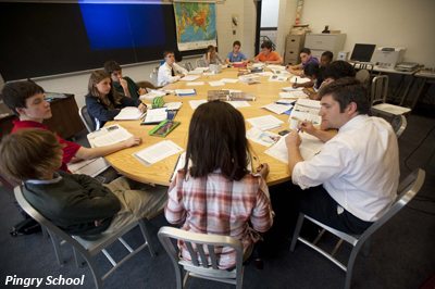 Round table of students and teacher