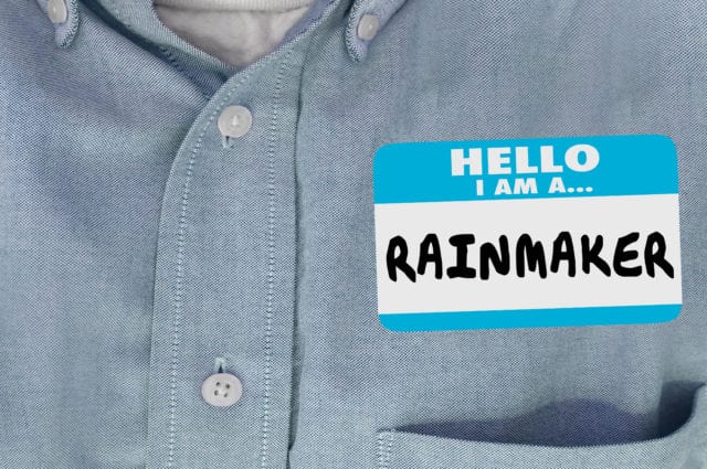 name tag with rainmaker as the name