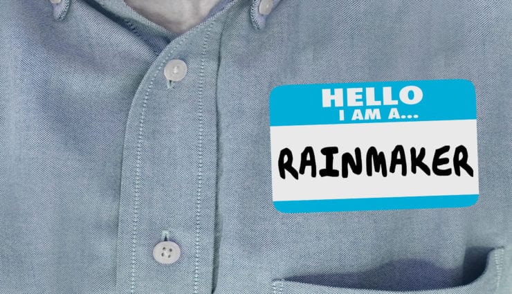 name tag with rainmaker as the name