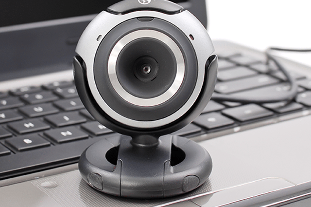 closeup webcam sits on laptop