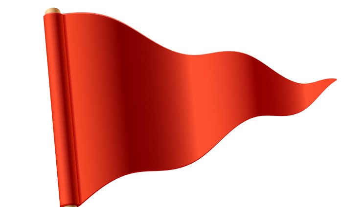 Computer graphic red waving flag