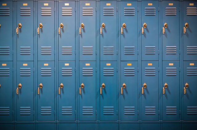 Row of blue lockers