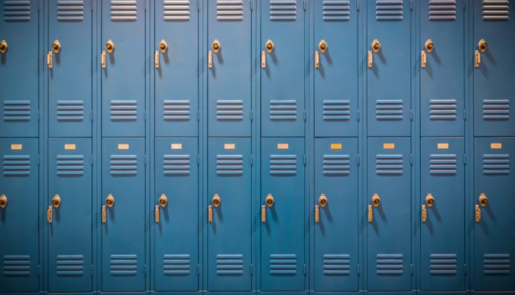 Row of blue lockers