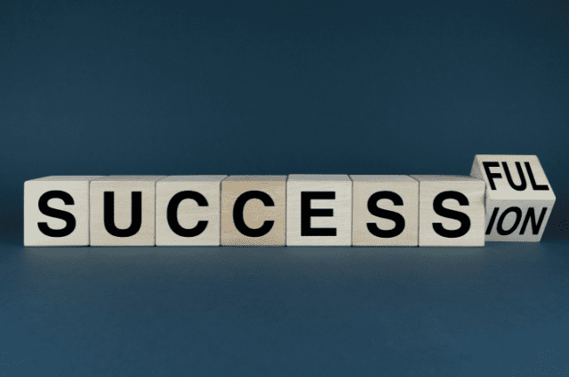 blocks with a single letter on each, spelling out the word success, then a final block, one side says full and one says ion