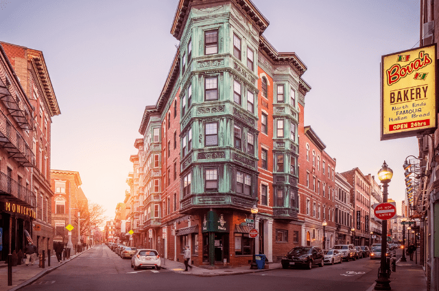 view of the North End of Boston