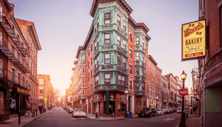 view of the North End of Boston