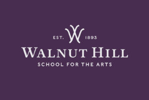 Walnut Hill School for the Arts logo on purple background with "Est. 1893" and decorative design above the text.