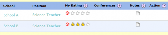 screenshot of computer rating system for schools