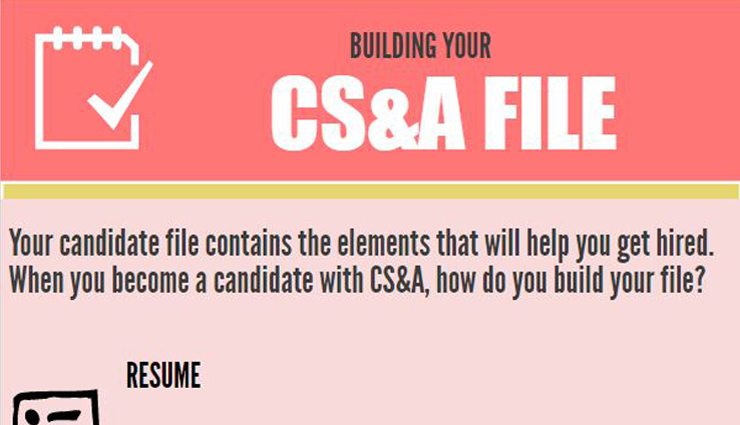 Cropped Infographic reading "Building your CS&A File"