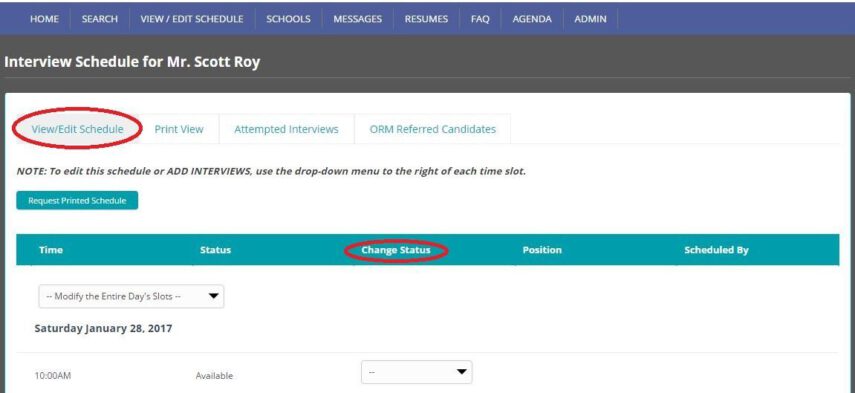How to change interview status screenshot with circle
