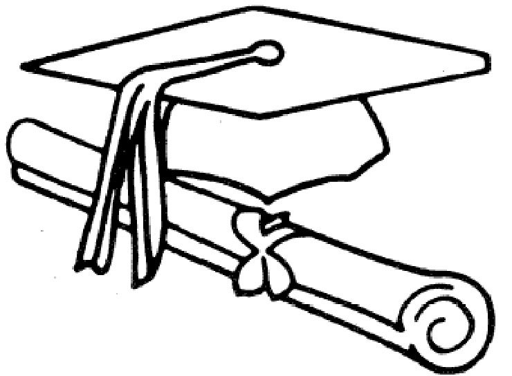 cartoon graduation cap and scroll