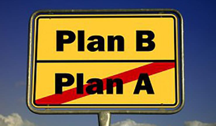 road sign with plan a and plan b and a is crossed out