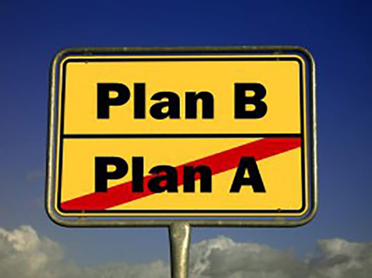 road sign with plan a and plan b and a is crossed out