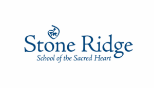 Stone Ridge School of the Sacred Heart logo with a stylized heart and globe symbol.