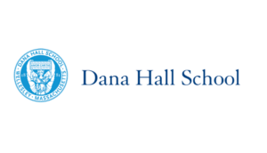 Dana Hall School logo featuring a blue circular emblem with "Wellesley, Massachusetts" text.